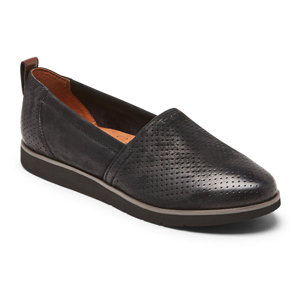 Sapato Vela Rockport Mulher Pretas - Cobb Hill Laci - 07415ORGF